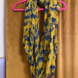 Yellow and Blue Elephant Print Scarf